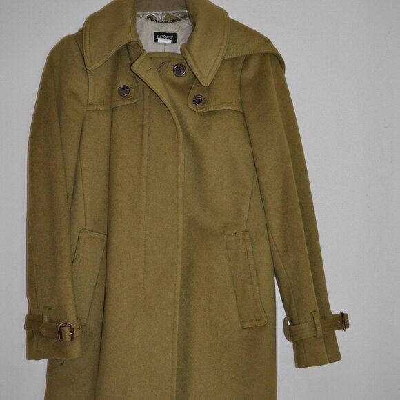 J Crew green wool pea coat with hood size 2 - Picture 1 of 7